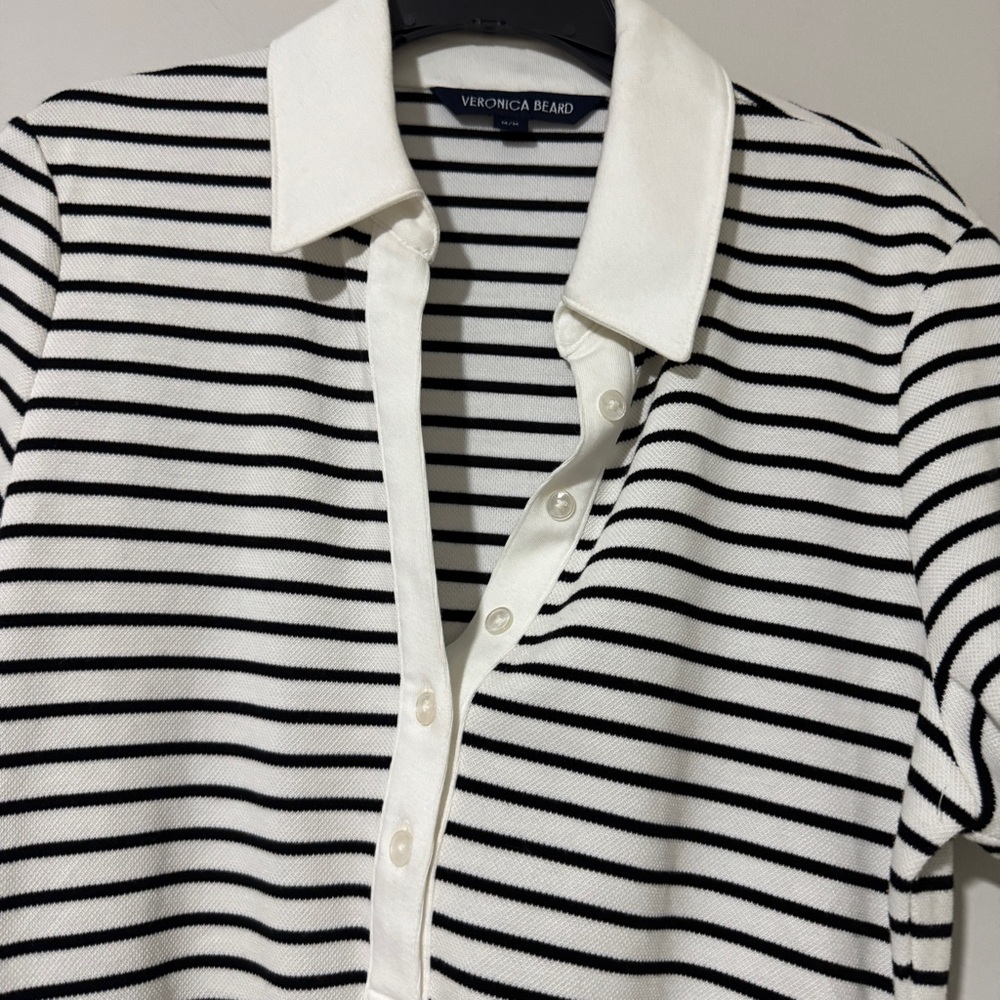 Veronica Beard Black and White Striped Polo Mini Dress - Picture 4 of 8